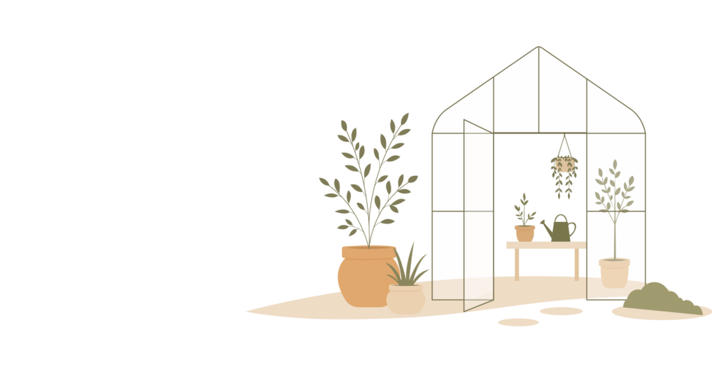 Illustration de la serre de Terre & Souffle. blog nature et saisons